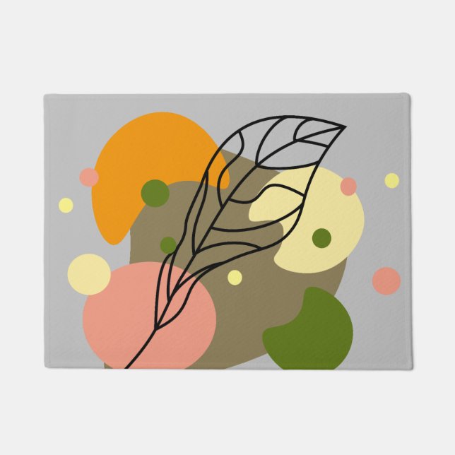 Felpudo Puntos abstractos interesantes con hojas (Anverso)