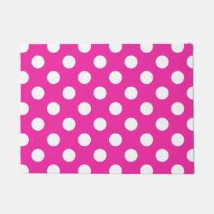 Felpudo Puntos de polka blanco en fuchsia