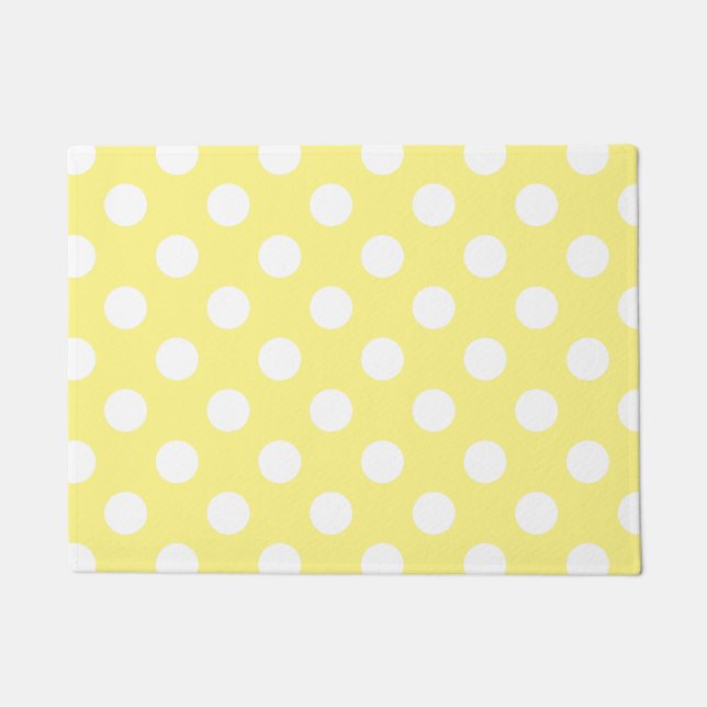 Felpudo Puntos de polka blanco sobre amarillo limón (Anverso)