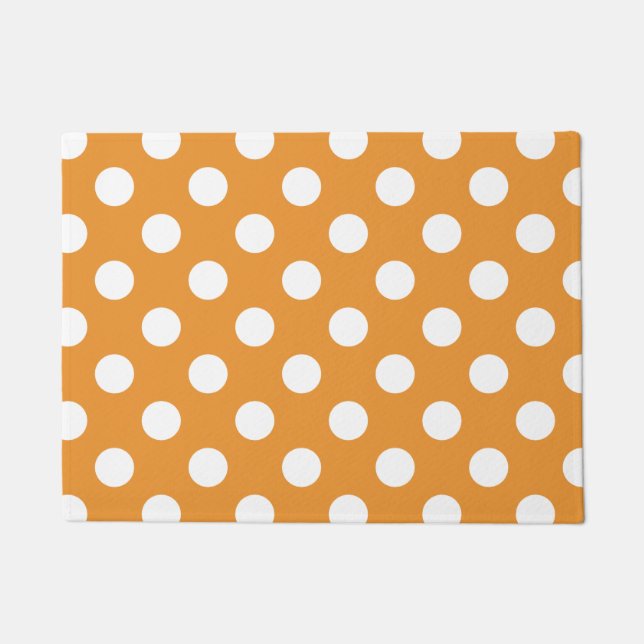 Felpudo Puntos de polka blanco sobre ámbar (Anverso)