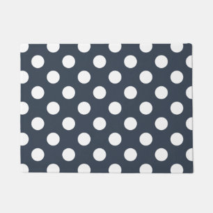 Felpudo Puntos de polka blanco sobre gris azul