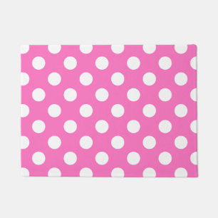 Felpudo Puntos de polka blanco sobre rosa