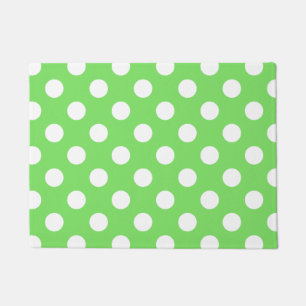 Felpudo Puntos de polka blanco sobre verde manzana