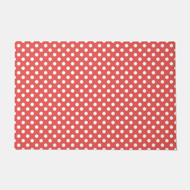 Felpudo Puntos de Polka Rojo y Blanco (Anverso)