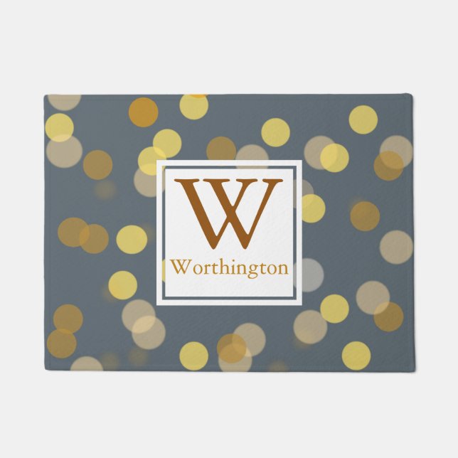 Felpudo Puntos modernos de la Bokeh de Oro - Personalizado (Anverso)