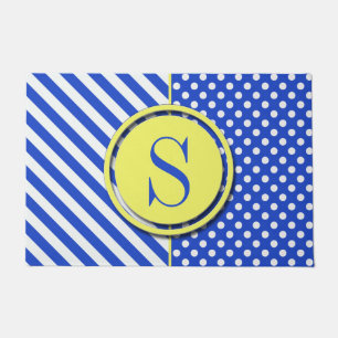 Felpudo Puntos y franjas del Royal Blue Polka por Saylor