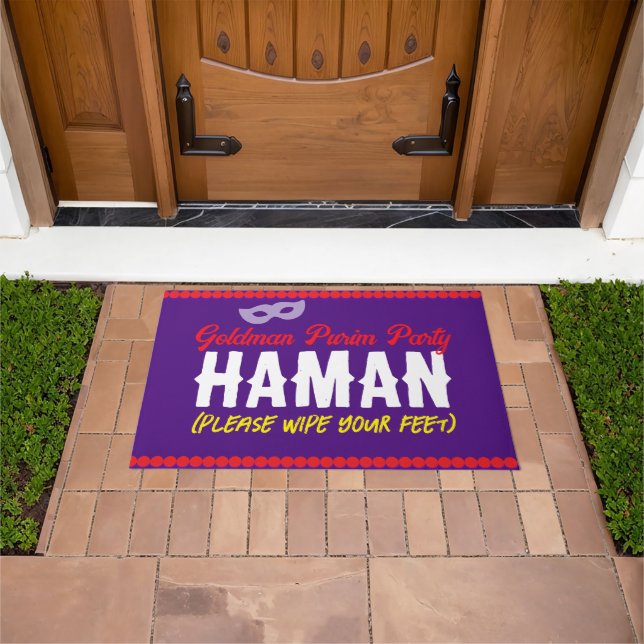 Felpudo Purim Funny Haman Wipe Feat Here Mat (Exterior)