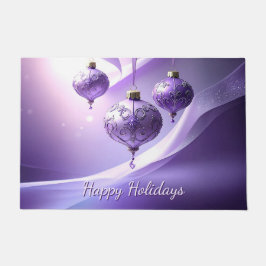 Felpudo Purple Decorative Christmas Ball Holiday Doormat