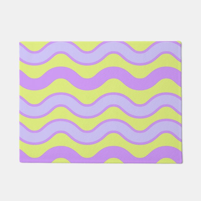Felpudo Purple Lime Groovy Stripe Spring Summer Modern (Anverso)