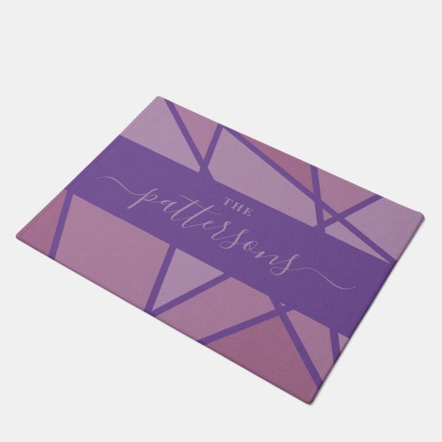 Felpudo Purple Stained Glass Imitation Welcome Home Family (Angular)