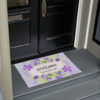 Felpudo Purple Watercolor Flowers Business Professional