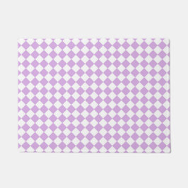 Felpudo Purple White Checker Diamond Pattern