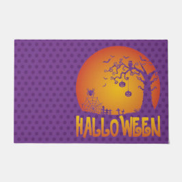 FELPUDO PÚRPURA CON ÁRBOLES NOCTURNOS NARANJAS