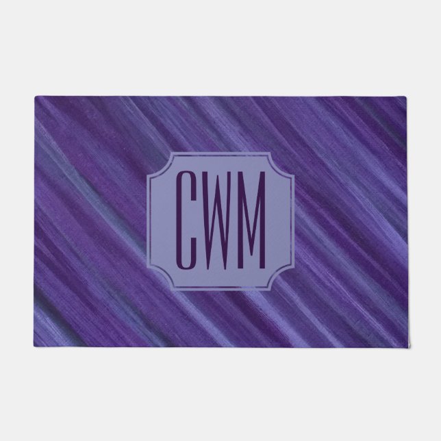 Felpudo Púrpura Pasión | Monograma de pincel de ciruela vi (Anverso)