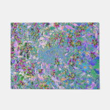 Púrpura Retro, Flores salvajes verdes y azules en 