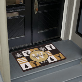 Felpudo Purpurina con monograma del día de fiesta