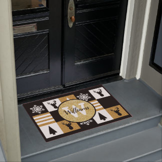 Felpudo Purpurina con monograma del día de fiesta