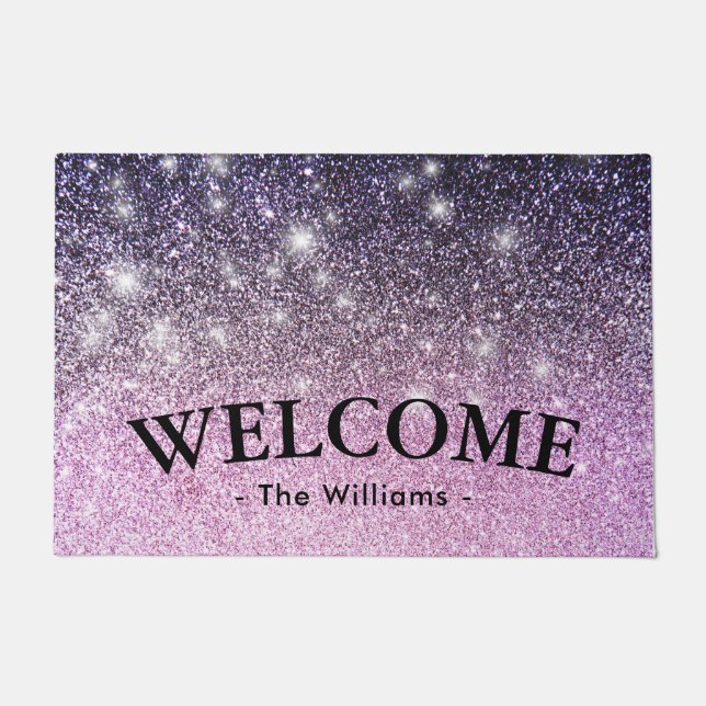 Felpudo Purpurina De Lujo De Ombre Bienvenido Doormat Pers (Anverso)