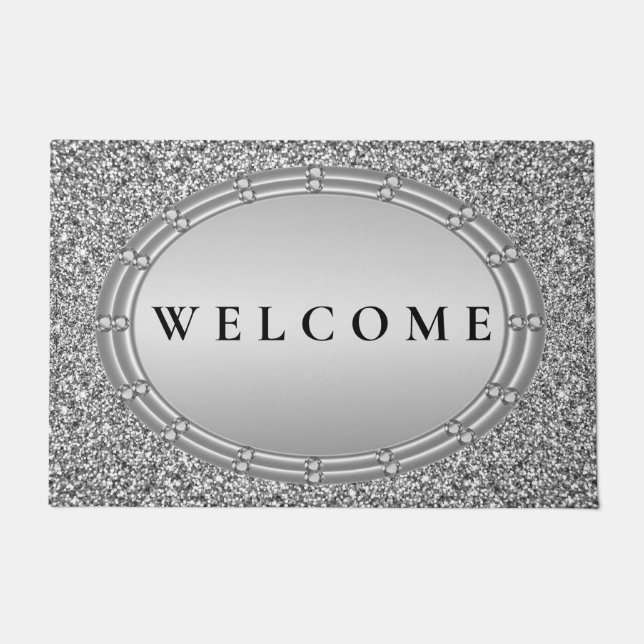 Felpudo Purpurina de plata Doormat (Anverso)