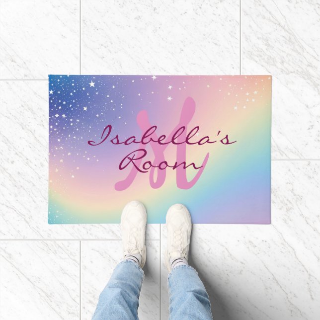 Felpudo Purpurina de unicornio arcoiris (Interior)