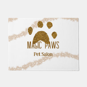 Felpudo Purpurina dorado paws mascota salon añadir nombre 