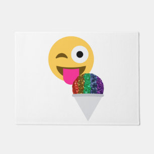 Felpudo purpurina guiño de la puerta de la emoji