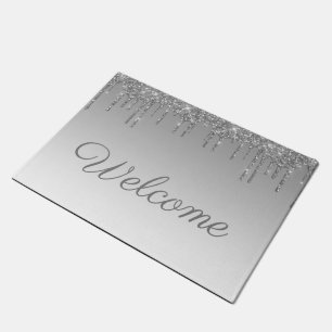 Felpudo purpurina plata gotea doormat