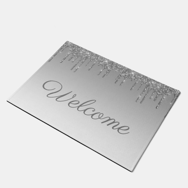 Felpudo purpurina plata gotea doormat (Angular)