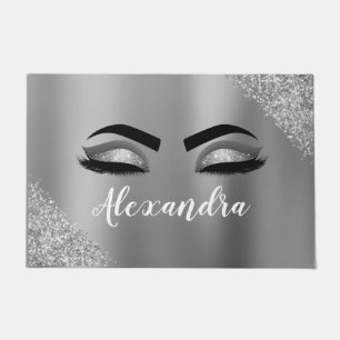 Felpudo Purpurina plateado Sparkle Eyelashes Monograma