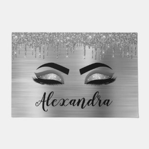 Felpudo Purpurina plateado Sparkle Eyelashes Monograma Nom