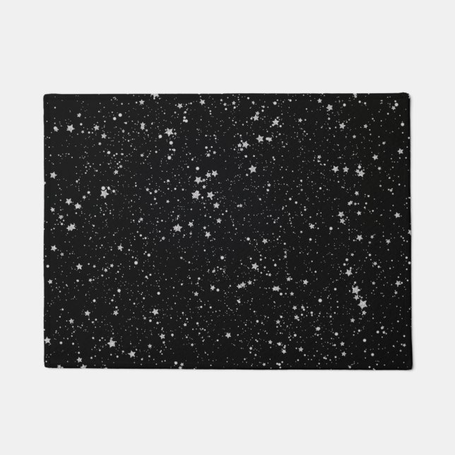 Felpudo Purpurina Stars2 - Negro de plata (Anverso)