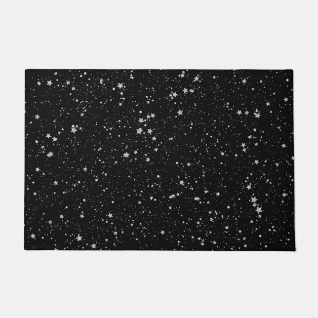 Felpudo Purpurina Stars2 - Negro de plata (Anverso)