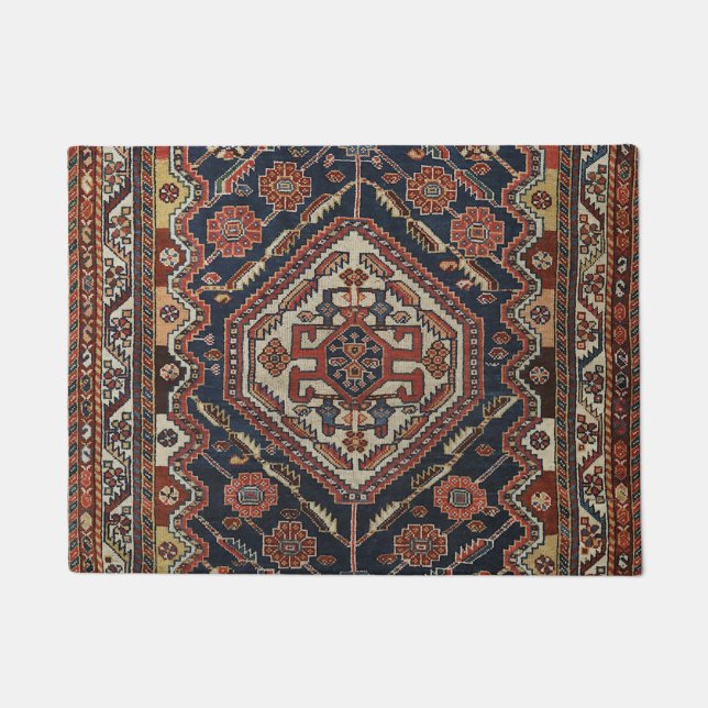 Felpudo Qashqai Aztec Real Azul Rojo  (Anverso)