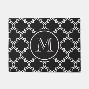 Felpudo Quatrefoil blanco y negro