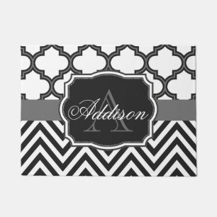 Felpudo Quatrefoil Chevron Monograma