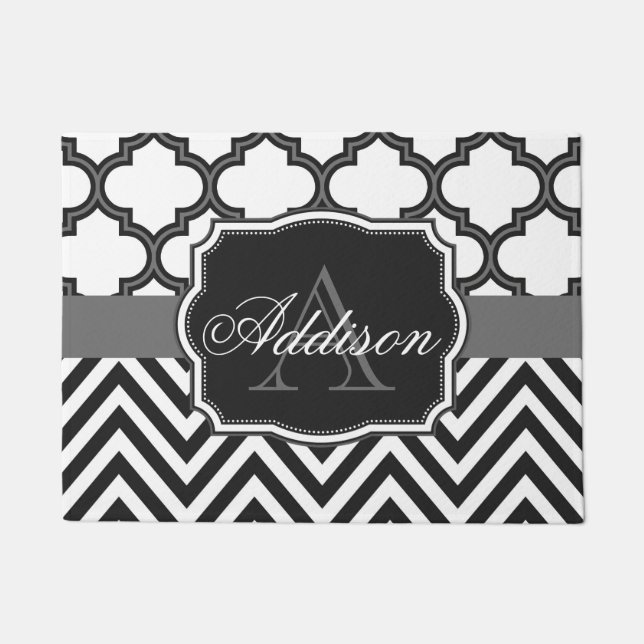 Felpudo Quatrefoil Chevron Monograma (Anverso)