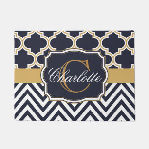 Felpudo Quatrefoil Chevron Monograma