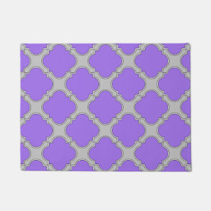 Felpudo Quatrefoil púrpura y gris