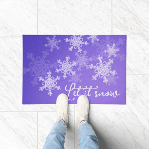 Felpudo Que la nieve añil blanco copos de nieve Minimalist