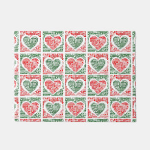 Felpudo Que nieve Navidades corazón verde rojo al aire lib