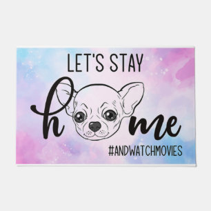 Felpudo Quedémonos En Casa Y Veamos Películas Mat, Perro