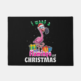 Felpudo Quiero un flamenco para navidades de flamenco rosa