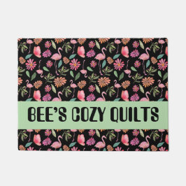 Felpudo Quilt Patchwork Black Store Name doormat