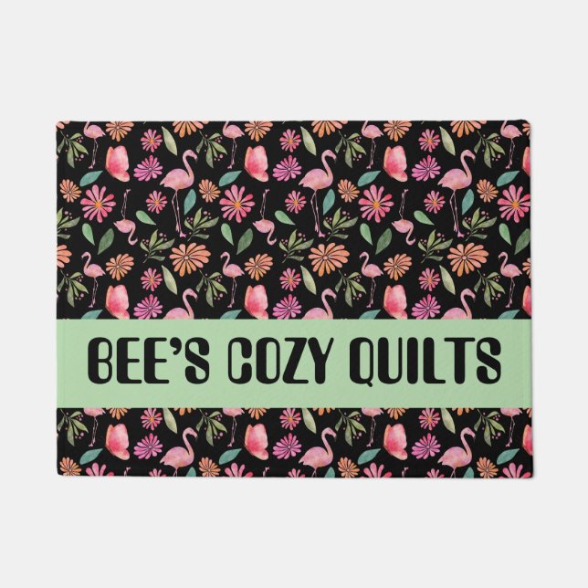 Felpudo Quilt Patchwork Black Store Name doormat (Anverso)