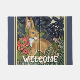 Felpudo Rabbit Tapestry Tile Floral Marina Azul Cuero Deco