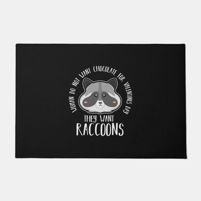 Felpudo Raccoon Lover Raccoon Para Día de San Valentín (Anverso)