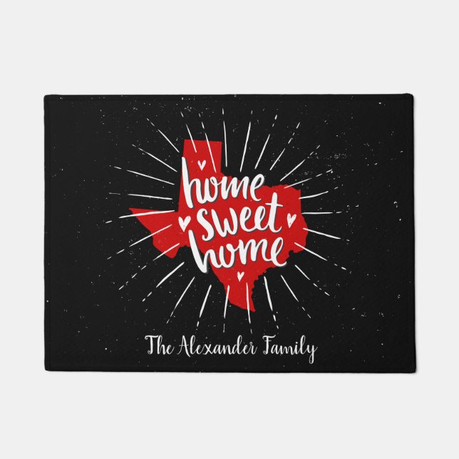 Felpudo Raiders Red and Black Home Sweet Home - Texas (Anverso)