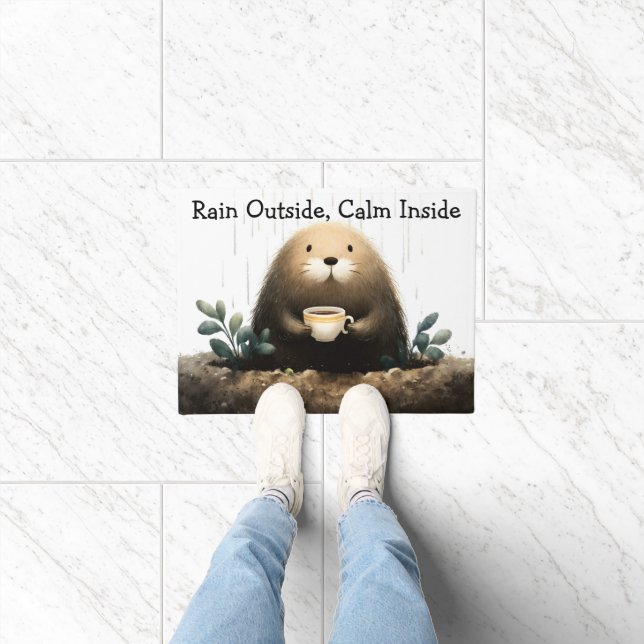 Felpudo Rain outside, calm inside. Mole Drinking Coffee (Interior)