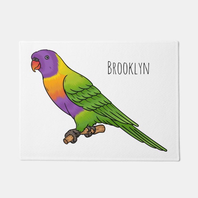 Felpudo Rainbow lorikeet bird cartoon illustration  (Anverso)