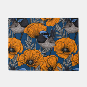 Felpudo Ramblas de hadas y flores de amapola naranja